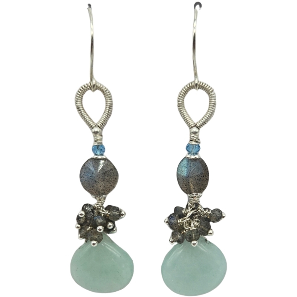 💎Elegant Silver Seafoam Jade Earrings NWOT